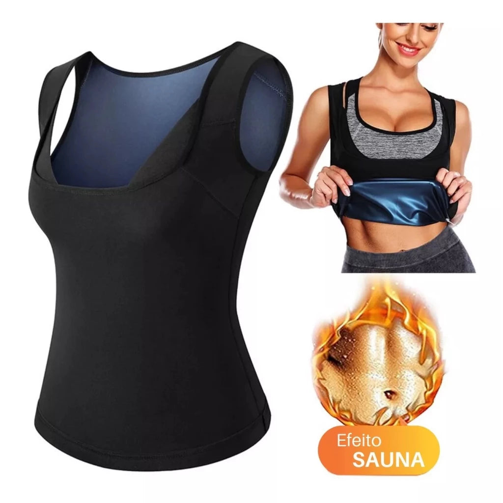 T-shirt térmica com efeito sauna para mulher - Soutien de apoio à postura, Shapewear, Compressão da postura, Apoio lombar, Apoio às queimaduras